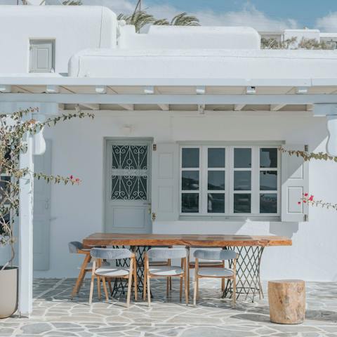 Bring out meze to enjoy alfresco in the shade of the pergola