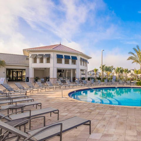 Swim and sunbathe at the communal pools