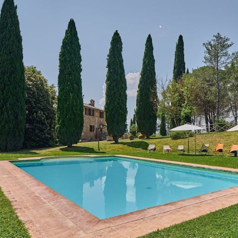 Swim in the private pool as the Tuscan sun warms your skin