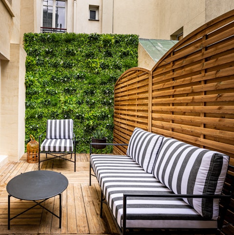 Relax with a glass of French wine on the private terrace