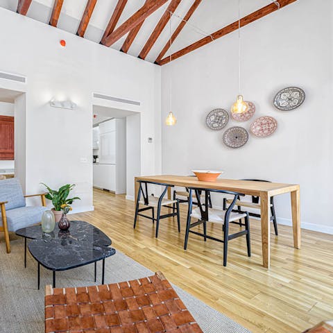 Come together at the dining table for Spanish tortilla and coffee at breakfast