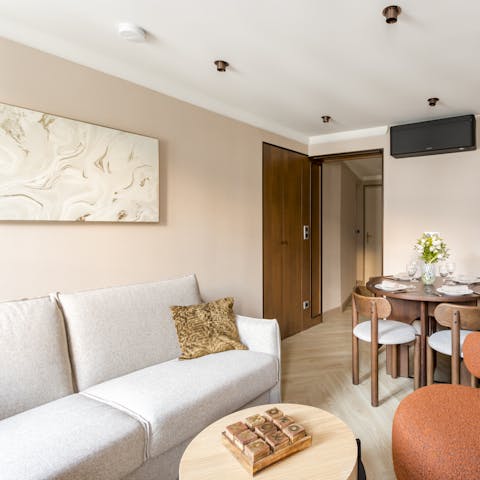 Enjoy downtime in the bright living space