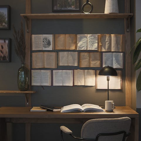 Catch up on emails from the sleek desk space