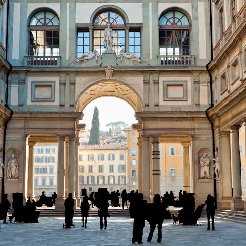 Take in the incredible artwork of the Uffizi – central Florence is just a drive away