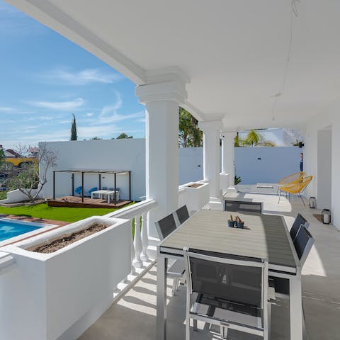Savour morning coffees on the top-floor balcony