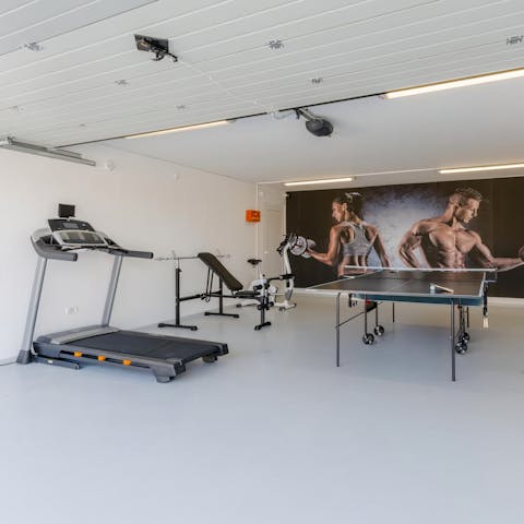 Get your blood pumping with a workout or play a heated game of ping-pong in the garage