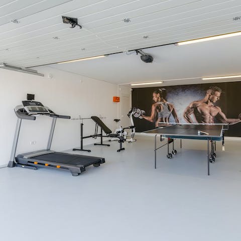 Get your blood pumping with a workout or play a heated game of ping-pong in the garage
