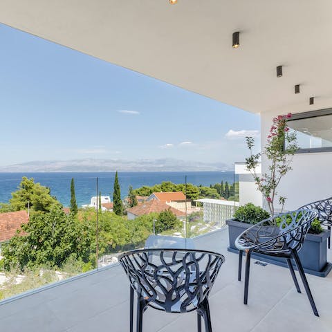 Take in the stunning views of the Adriatic Sea on the balcony – it's the perfect spot for evening cocktails