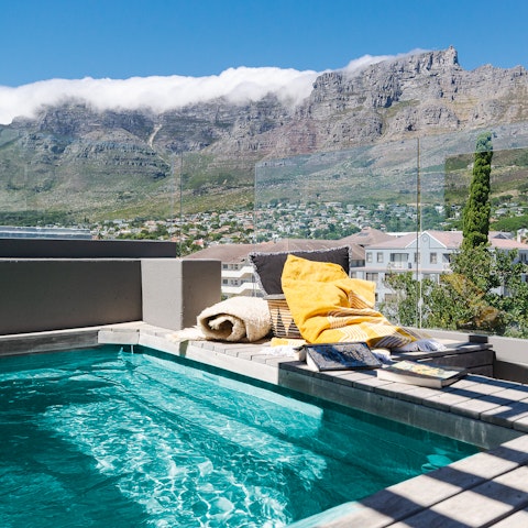 Enjoy mountain views from the rooftop pool
