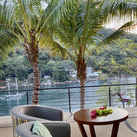 Enjoy sea views from the many outdoor seating areas