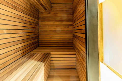 Relax sore muscles in the sauna
