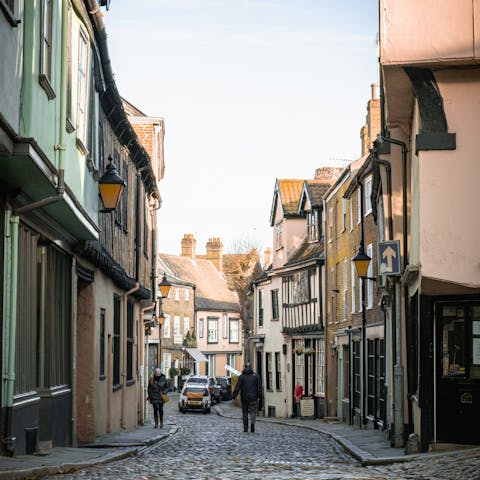 Wander the cobbled streets of Norwich and explore the covered market