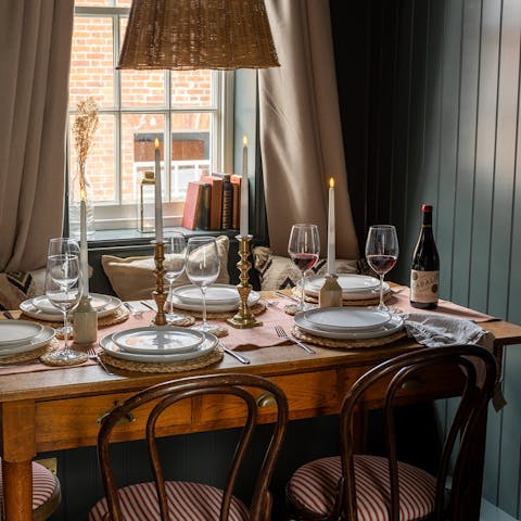 Spend cosy evenings chatting over a home-cooked meal