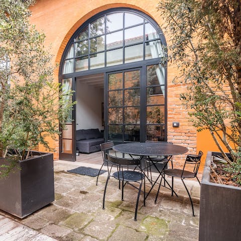 Savour morning coffees on the private terrace