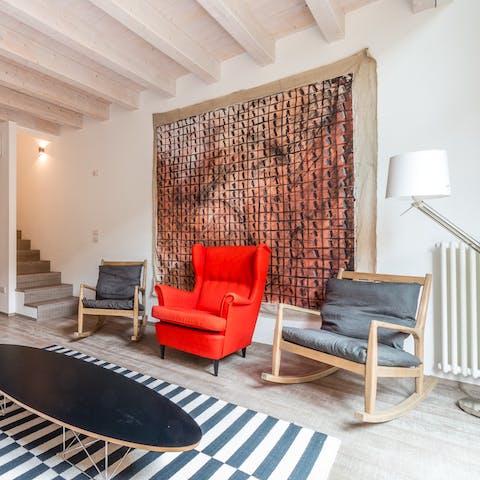 Kick back and relax in the characterful and light-filled living area