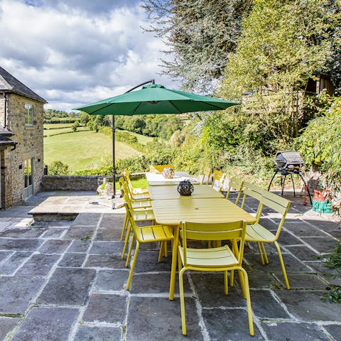 Serve up outdoor dinners on the scenic patio