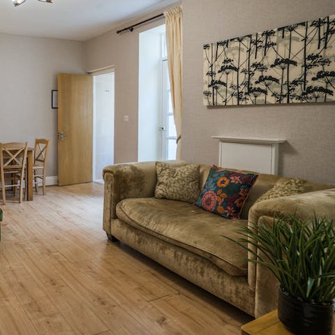 Kick back on the sofa with a cold glass of wine