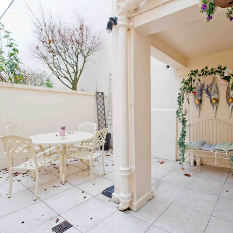 Enjoy a coffee on the private patio
