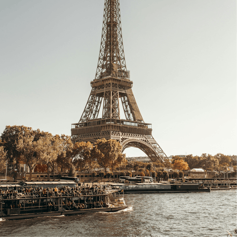 Stroll across the Seine to the Effiel Tower, only minutes away