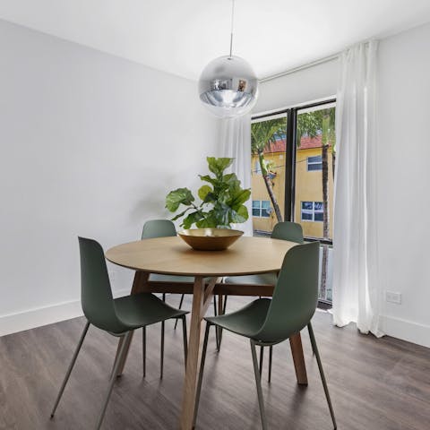 Start mornings with a hearty breakfast in the sunny dining area