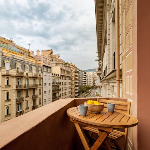 Enjoy your morning coffee on the balcony