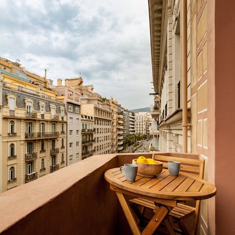 Enjoy your morning coffee on the balcony