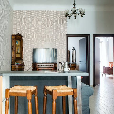 Sit at the breakfast bar and enjoy your morning coffee