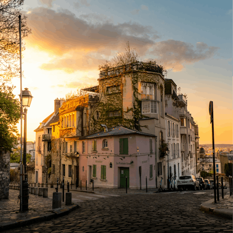 Enjoy a sunset stroll to Montmartre, just fifteen minutes away on foot