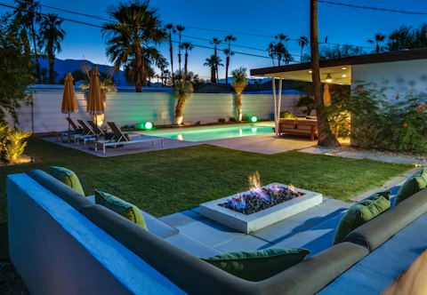 Swim laps, then toast the evening around the fire pit