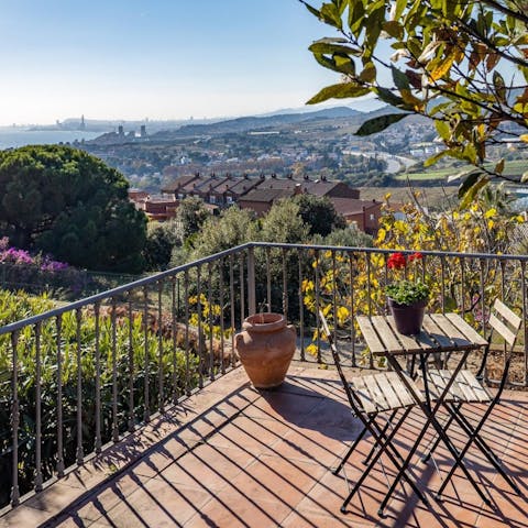 Take in views of the sea to the hotel Sailing and Tibidabo from the terrace