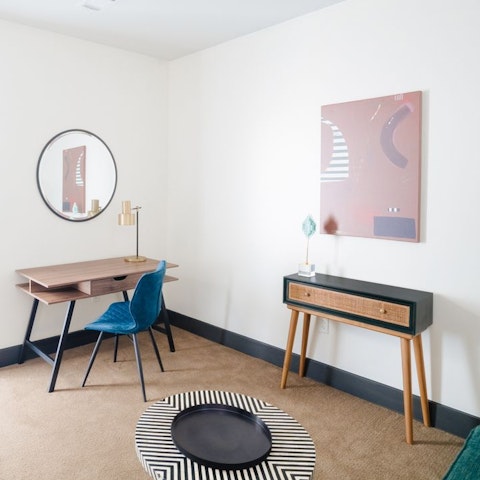 Get set up for some work at the desk in the den