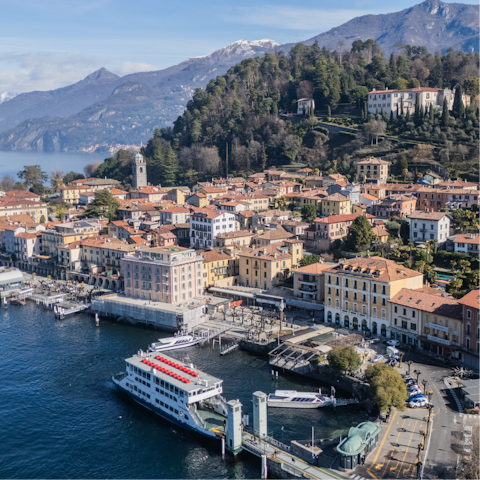 Walk one-minute to Bellagio Port to explore the beautiful lake