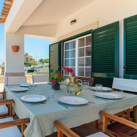 Cook fresh seafood on the barbecue and dine in the shade of the terrace