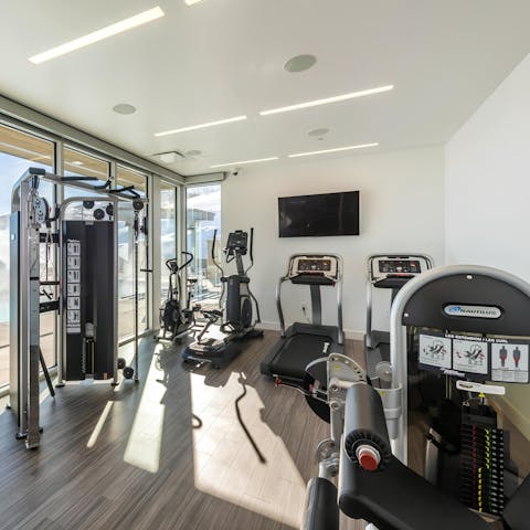Stay fit between adventures with access to the shared gym