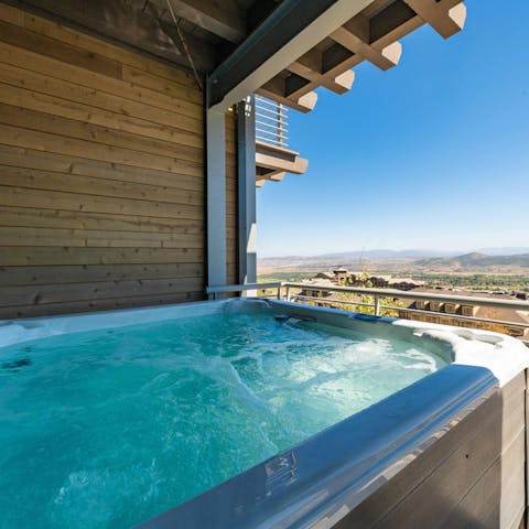 Let the private hot tub melt away tired muscles and ski legs