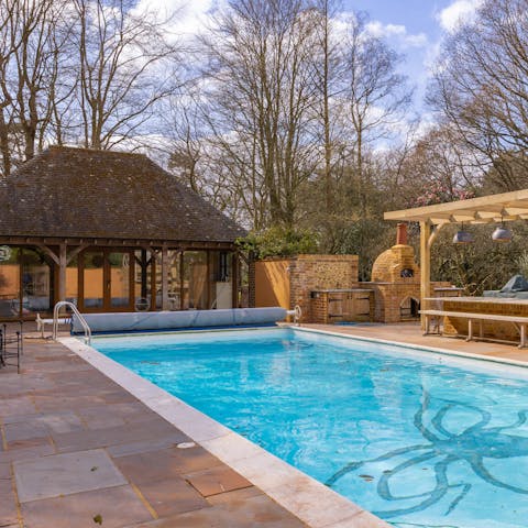 Squeeze in a workout in the pool house gym, or bank some laps in the heated pool