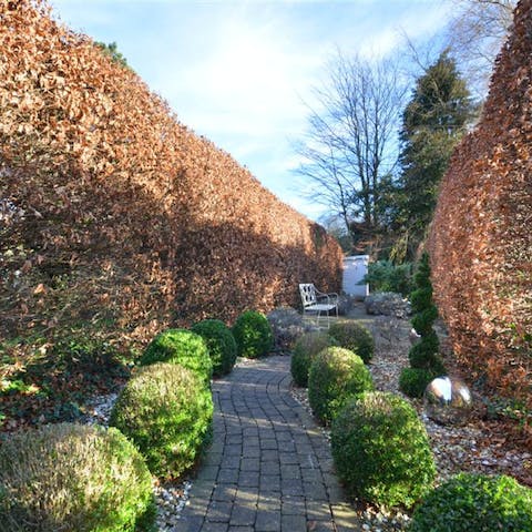Follow the brick path down the garden to the bench for a moment's quiet