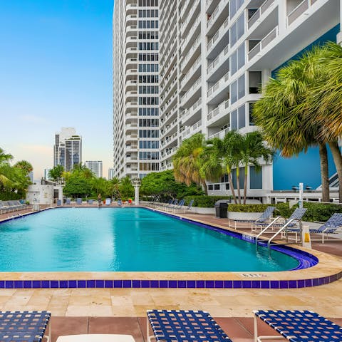 Take a refreshing dip in the shared swimming pool