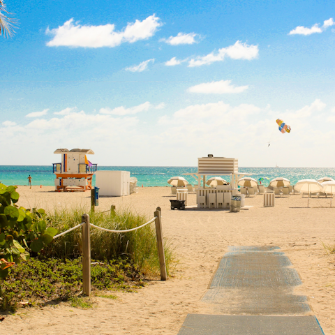 Enjoy a day at South Beach – an eight-minute drive away