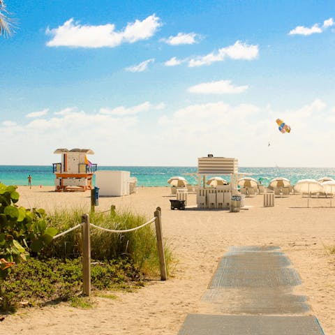 Enjoy a day at South Beach – an eight-minute drive away