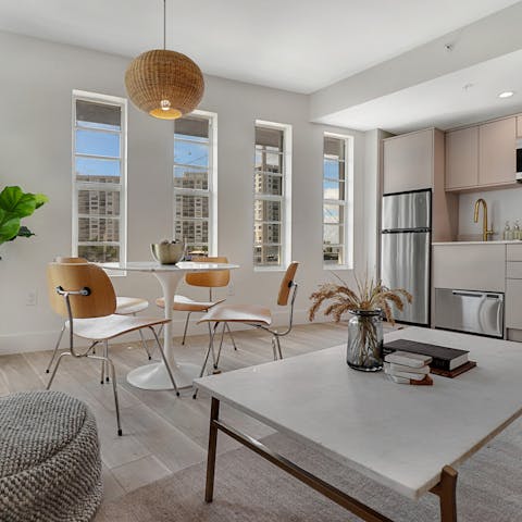 Enjoy some ceviche in the light-filled dining area