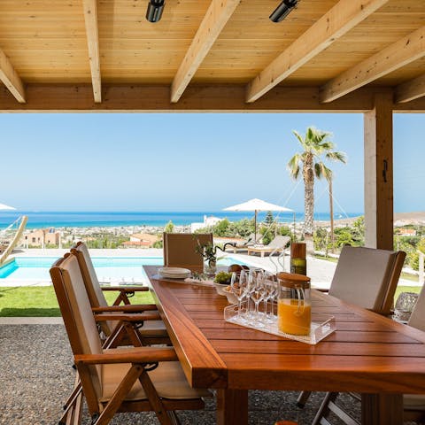 Serve up locally caught fresh fish at the alfresco dining area with sea views 