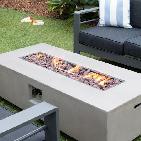 Dine al fresco and gather round the fire pit