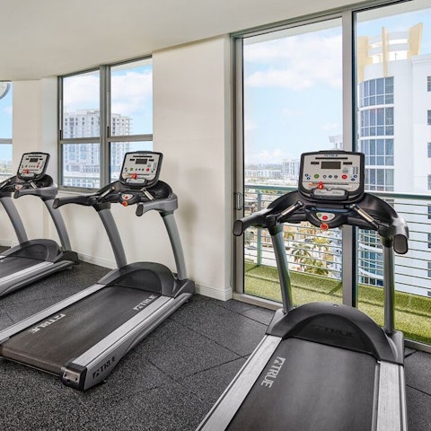 Work out in the on-site gym or enjoy a jog along the waterfront