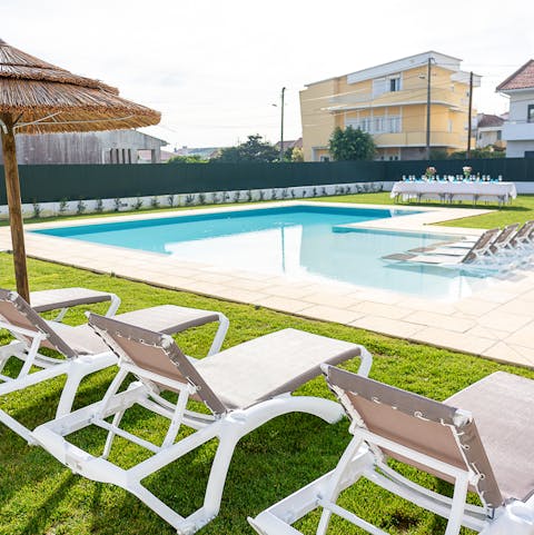 Take a seat on one of the twenty loungers before cooling off in the swimming pool