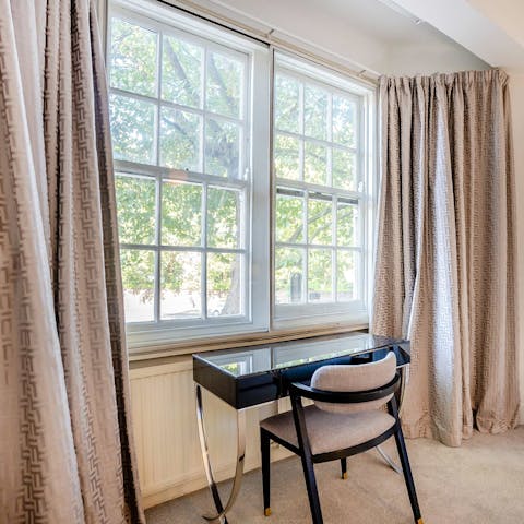Work from home while admiring the leafy views on your doorstep