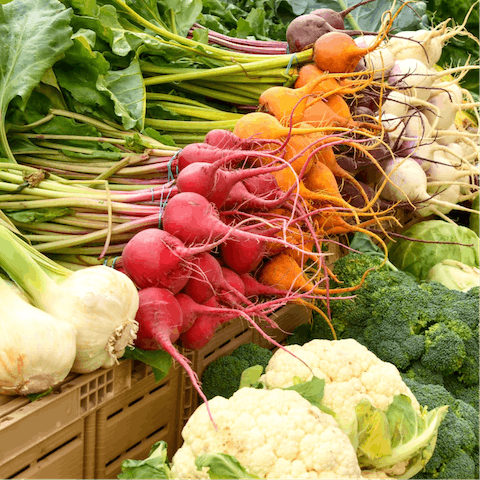 Pick up some fresh produce from Venn Street Market, under a fifteen-minute stroll from this home