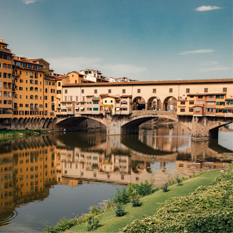 Take a three-minute stroll over to the iconic Ponte Vecchio