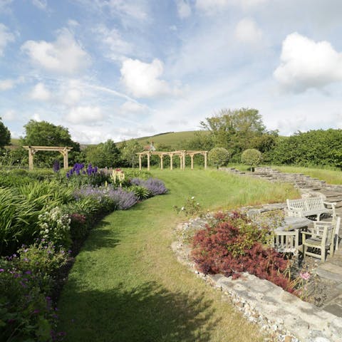 Enjoy a cider on the private patio and take in the views of the owner’s grounds