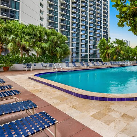 Dive into the Olympic-sized swimming pool for a morning refresh